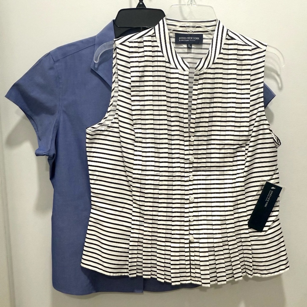 Pair of 2 Jones New York Summer Career Blouses, Size Large Petite, NWT